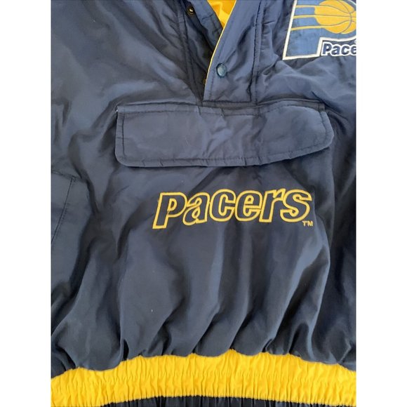 Vtg Pacers Chalk Line Pullover Quilted Jacket 3/4 Snap Button Adult Large - Picture 4 of 7